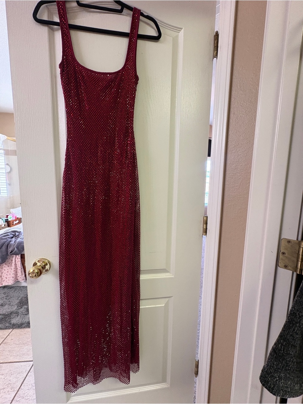 Red Sequin Square-Neck Maxi Dress - Picture 2 of 5